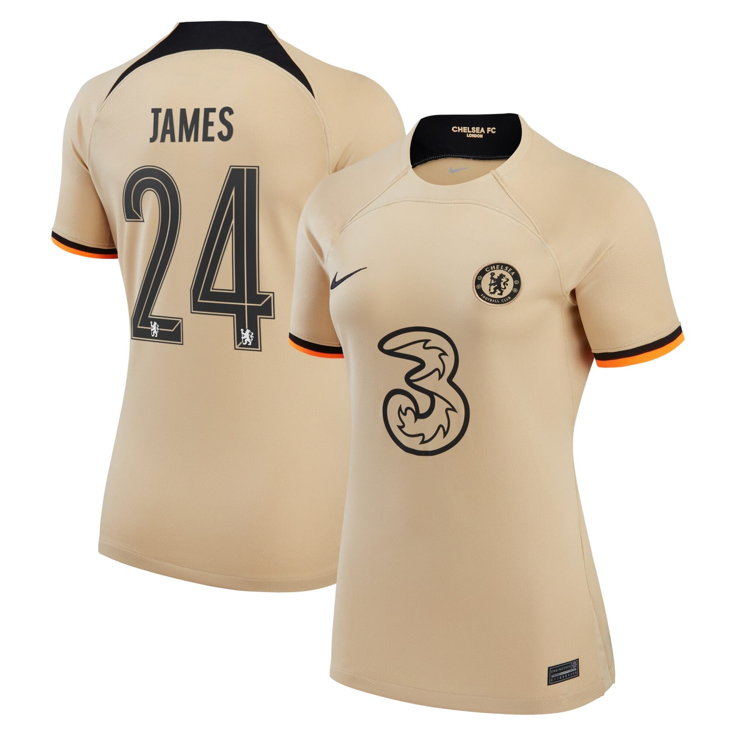 Premier League Chelsea Third Cup Jersey Shirt 2022-23 player Reece James 24 printing for Women