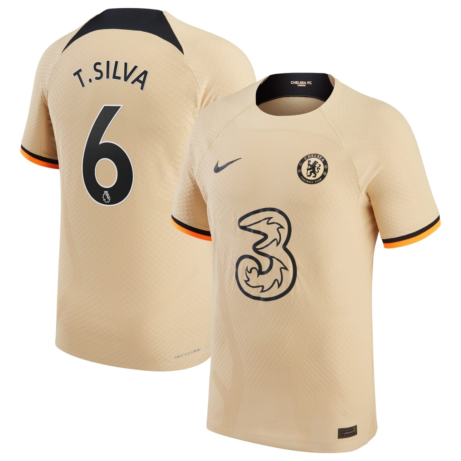 Premier League Chelsea Third Authentic Jersey Shirt 2022-23 player Thiago Silva 6 printing for Men