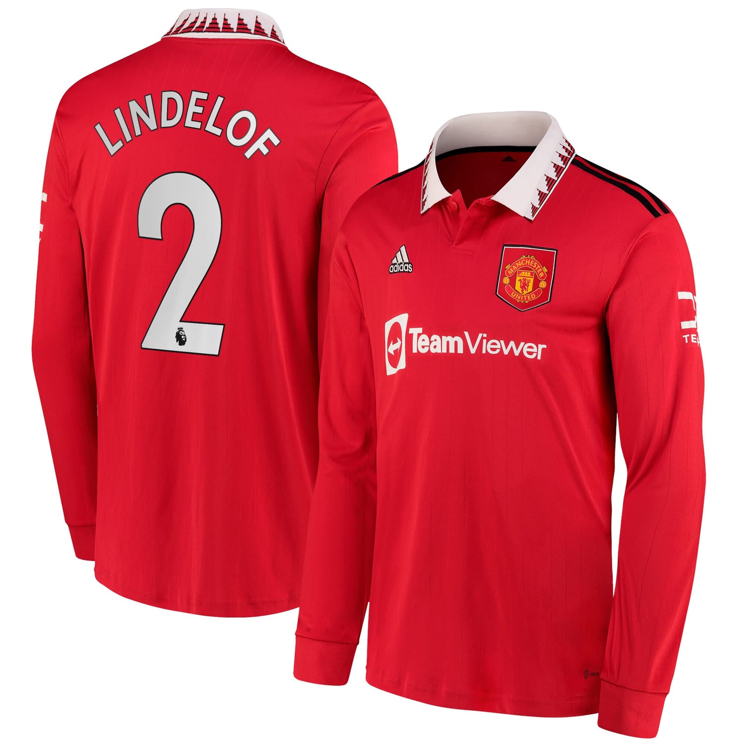 Premier League Manchester United Home Jersey Shirt Long Sleeve 2022-23 player Victor Lindelöf 2 printing for Men