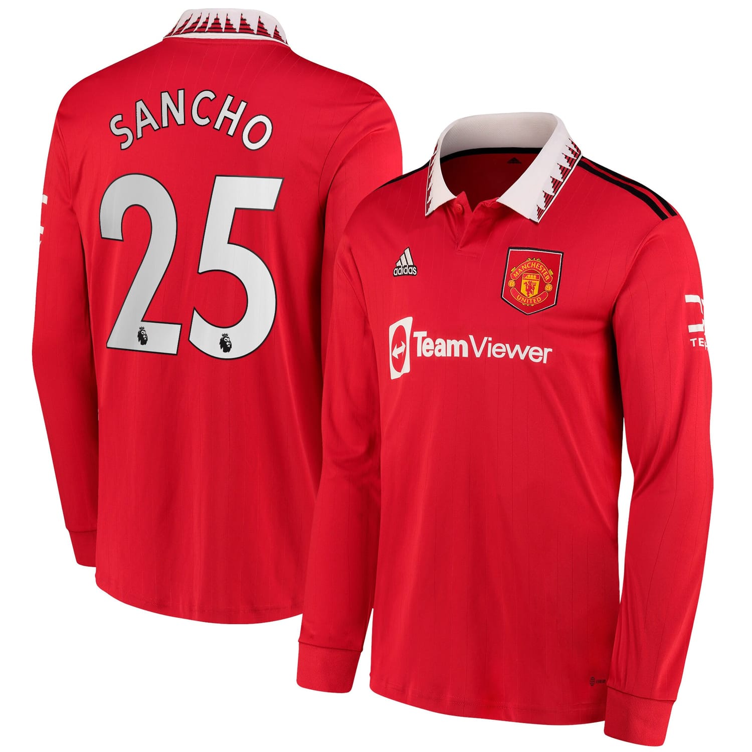 Premier League Manchester United Home Jersey Shirt Long Sleeve 2022-23 player Jadon Sancho 25 printing for Men
