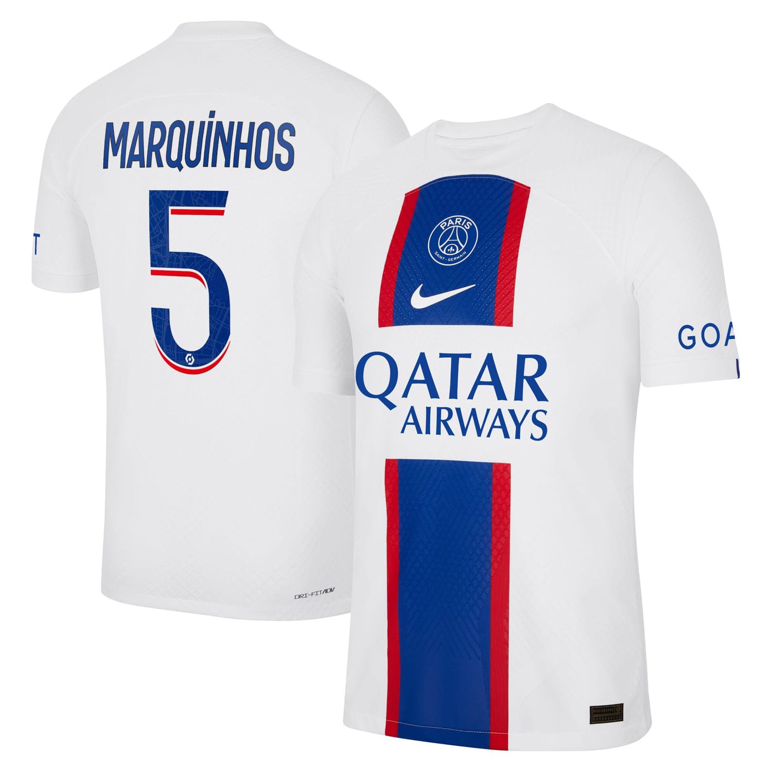 Ligue 1 Paris Saint-Germain Third Authentic Jersey Shirt 2022-23 player Marquinhos 5 printing for Men
