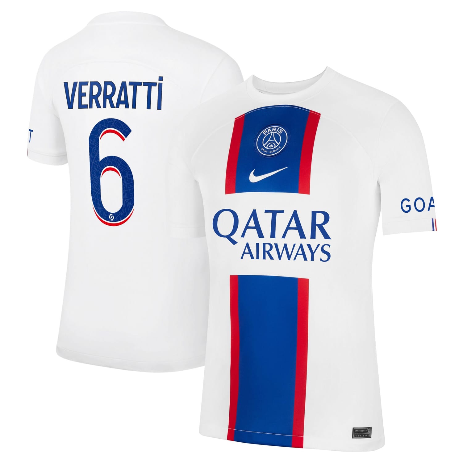 Ligue 1 Paris Saint-Germain Third Jersey Shirt 2022-23 player Marco Verratti 6 printing for Men