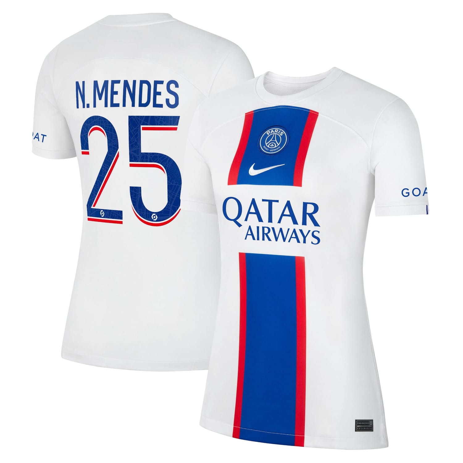 Ligue 1 Paris Saint-Germain Third Jersey Shirt 2022-23 player Nuno Mendes 25 printing for Women