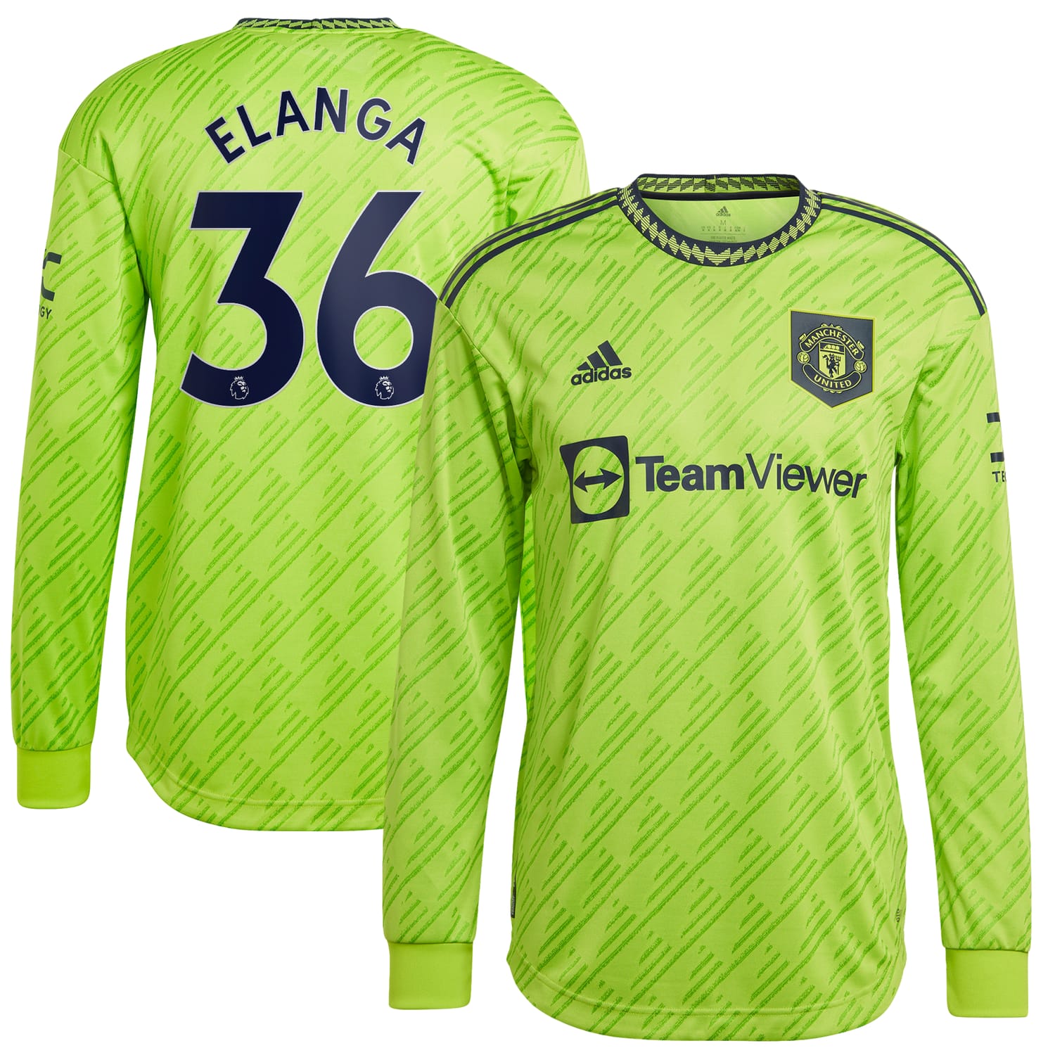 Premier League Manchester United Third Authentic Jersey Shirt Long Sleeve 2022-23 player Anthony Elanga 36 printing for Men