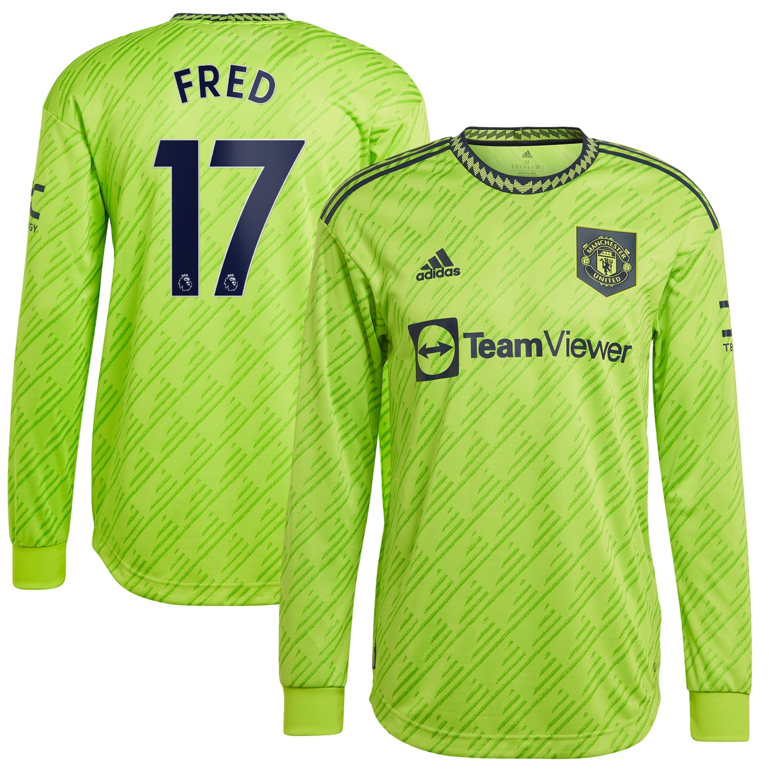 Premier League Manchester United Third Authentic Jersey Shirt Long Sleeve 2022-23 player Fred 17 printing for Men