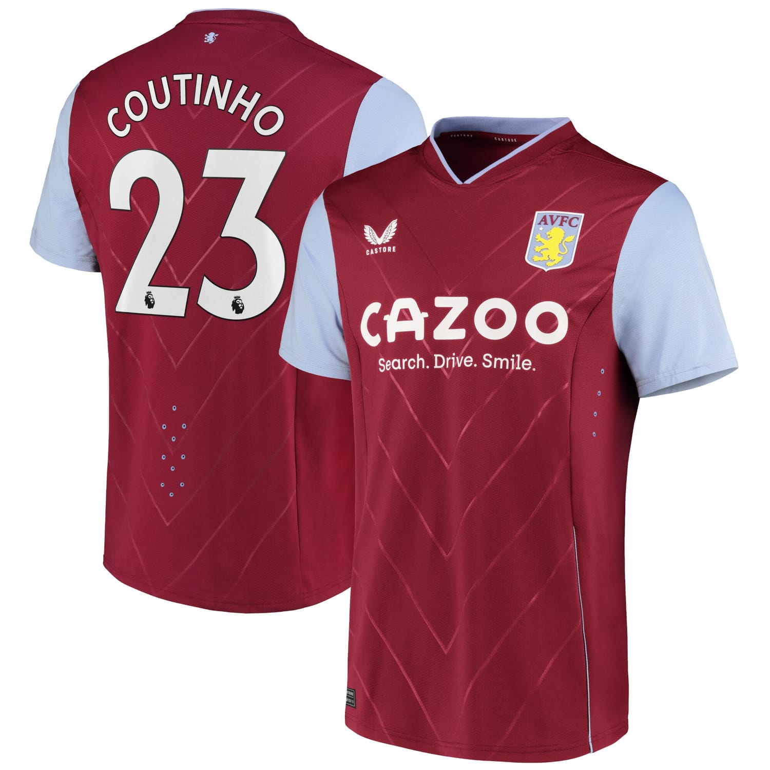 Premier League Ast. Villa Home Pro Jersey Shirt 2022-23 player Philippe Coutinho 23 printing for Men