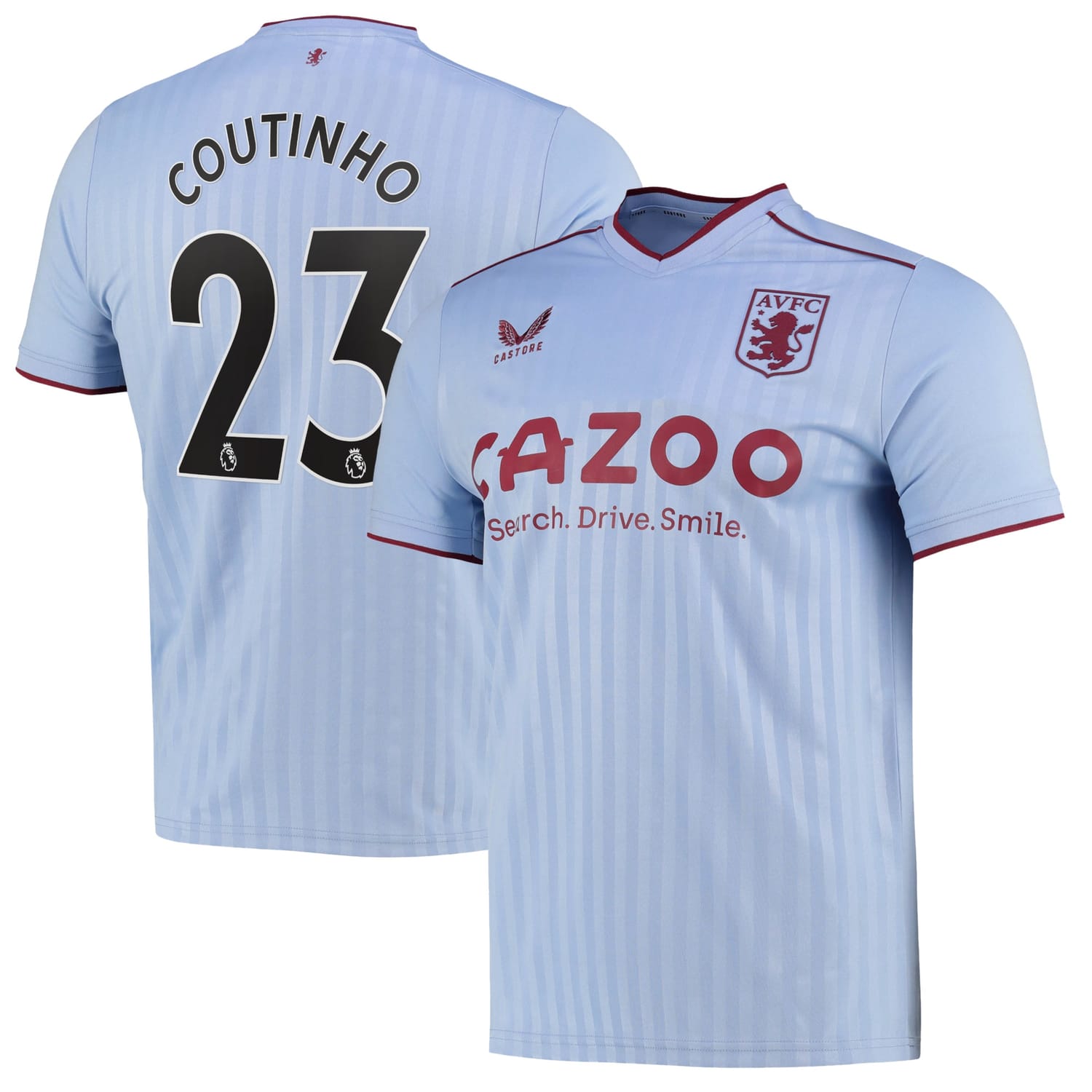 Premier League Ast. Villa Away Jersey Shirt 2022-23 player Philippe Coutinho 23 printing for Men