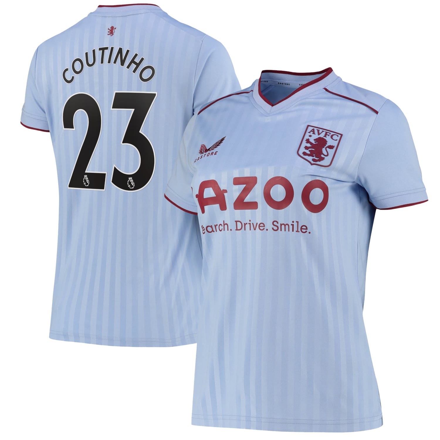 Premier League Ast. Villa Away Jersey Shirt 2022-23 player Philippe Coutinho 23 printing for Women