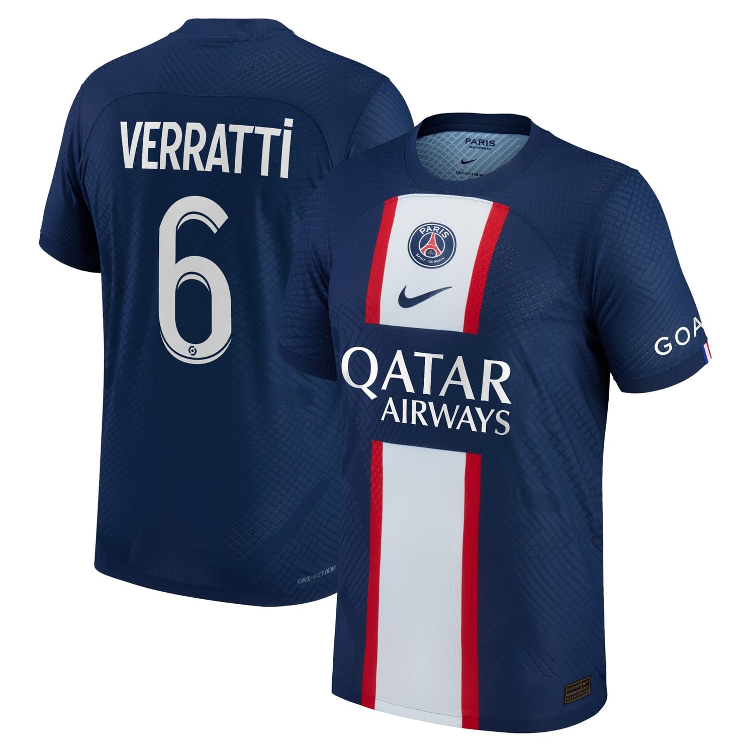 Ligue 1 Paris Saint-Germain Home Authentic Jersey Shirt 2022-23 player Marco Verratti 6 printing for Men