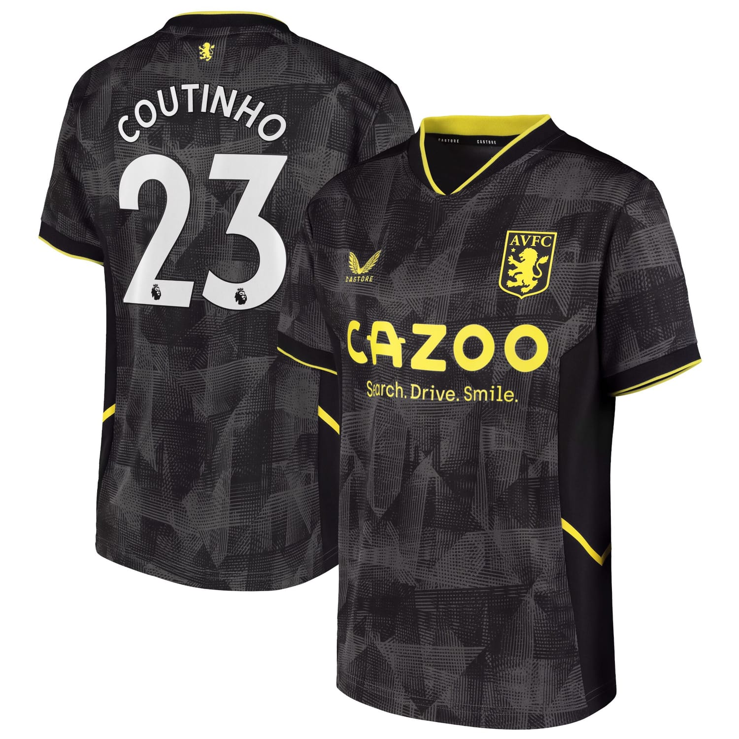 Premier League Aston Villa Third Jersey Shirt 2022-23 player Philippe Coutinho 23 printing for Men