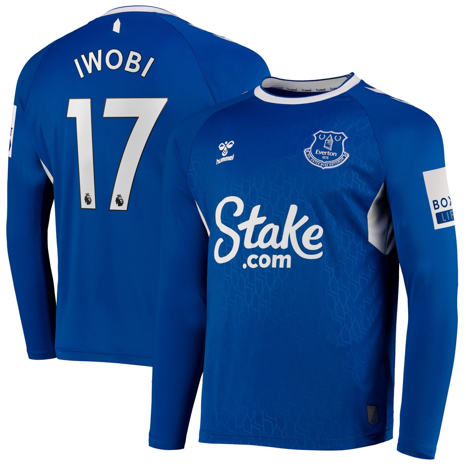Premier League Everton Home Jersey Shirt Long Sleeve 2022-23 player Alex Iwobi 17 printing for Men