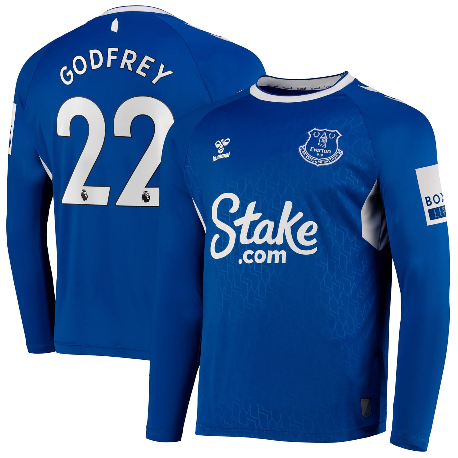 Premier League Everton Home Jersey Shirt Long Sleeve 2022-23 player Ben Godfrey 22 printing for Men