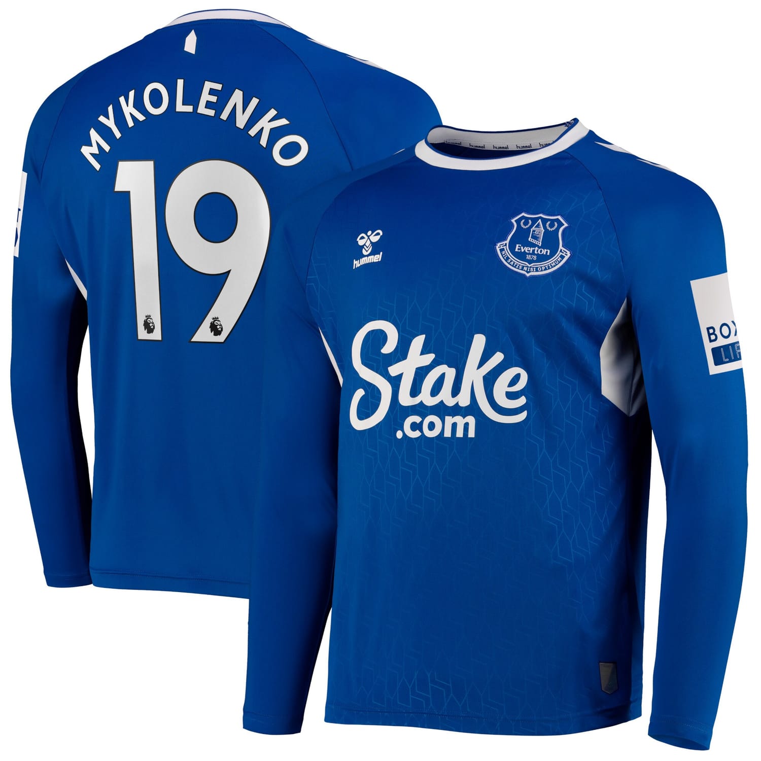 Premier League Everton Home Jersey Shirt Long Sleeve 2022-23 player Vitalii Mykolenko 19 printing for Men