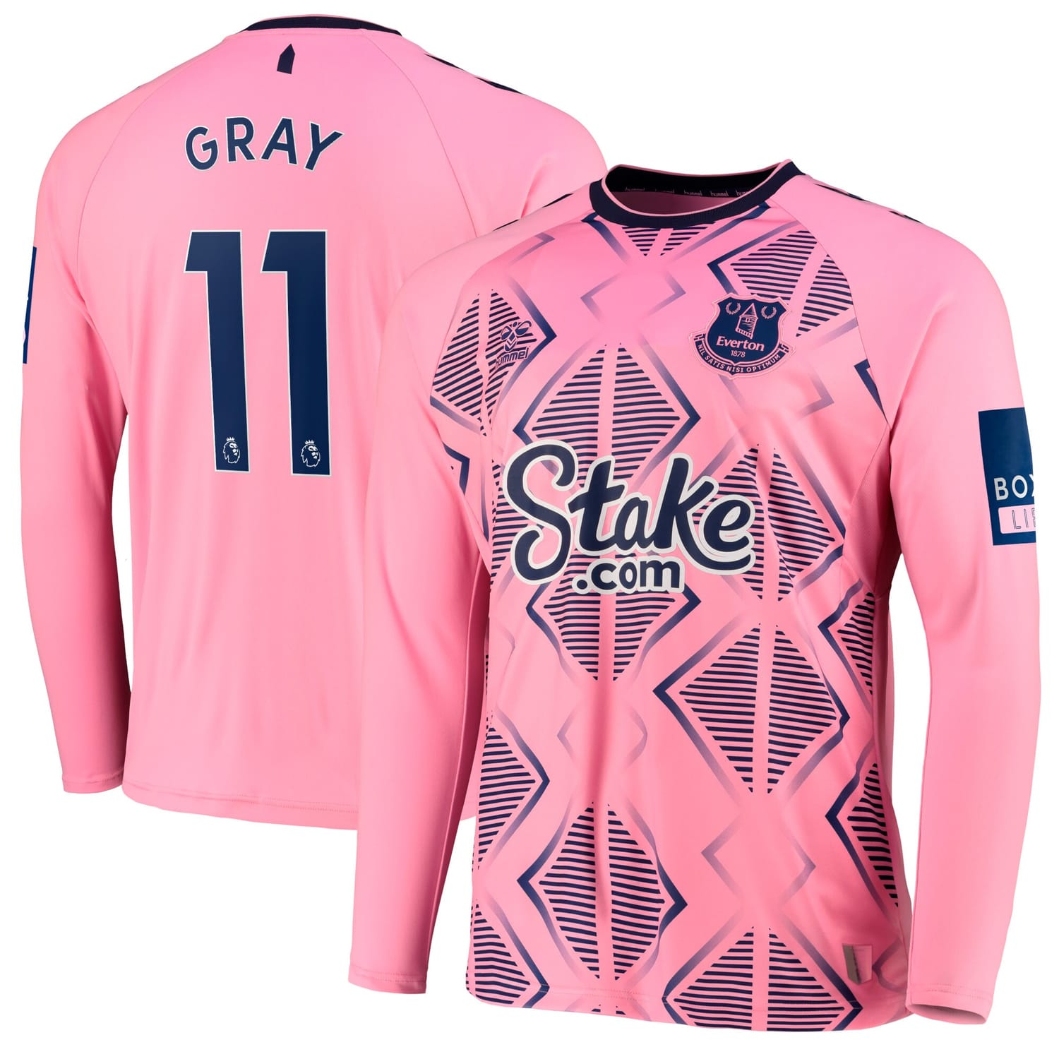 Premier League Everton Away Jersey Shirt Long Sleeve 2022-23 player Demarai Gray 11 printing for Men