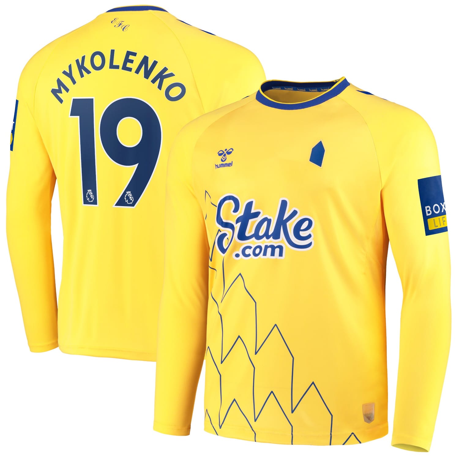 Premier League Everton Third Jersey Shirt Long Sleeve 2022-23 player Vitalii Mykolenko 19 printing for Men