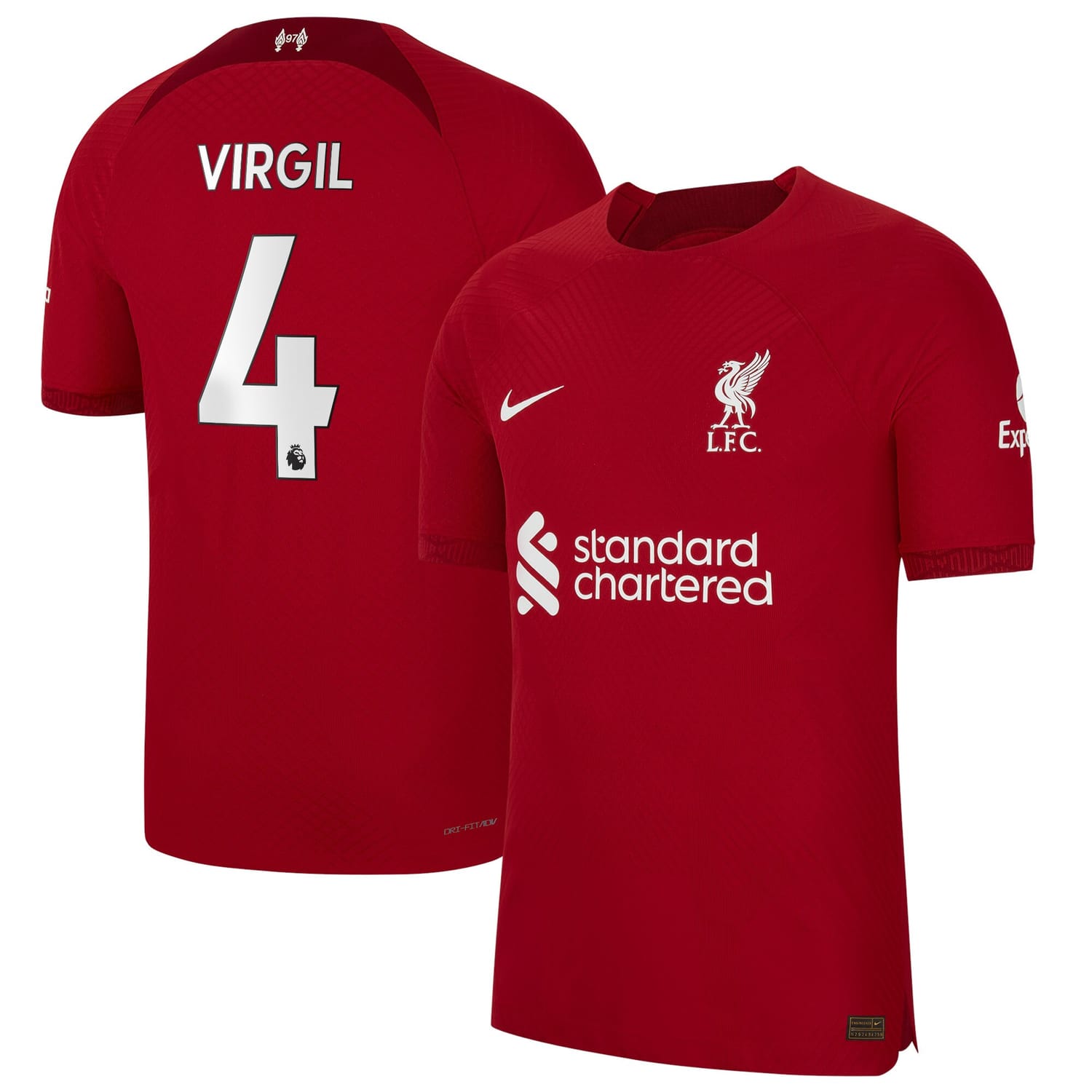 Premier League Liverpool Home Authentic Jersey Shirt 2022-23 player Virgil van Dijk 4 printing for Men