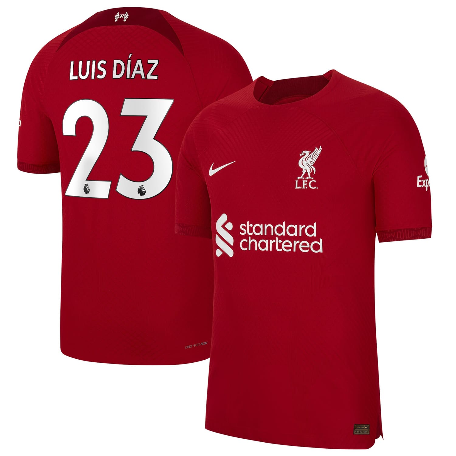 Premier League Liverpool Home Authentic Jersey Shirt 2022-23 player Luis Díaz 23 printing for Men