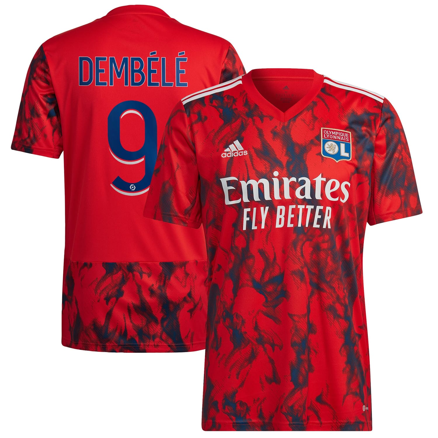 Ligue 1 Olymp. Lyon Away Jersey Shirt 2022-23 player Dembélé 9 printing for Men
