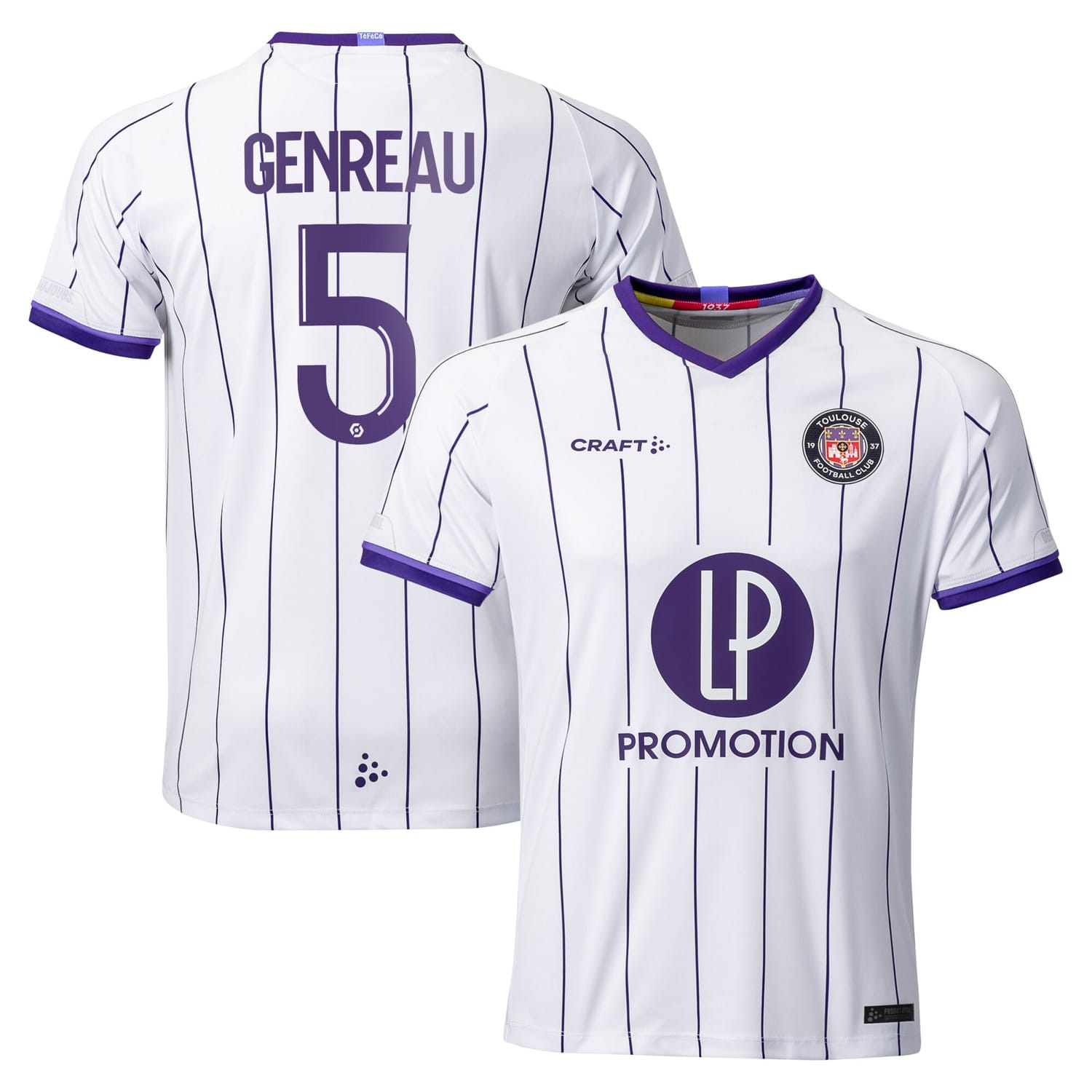 Ligue 1 Toulouse Home Jersey Shirt 2022-23 player Denis Genreau 5 printing for Men