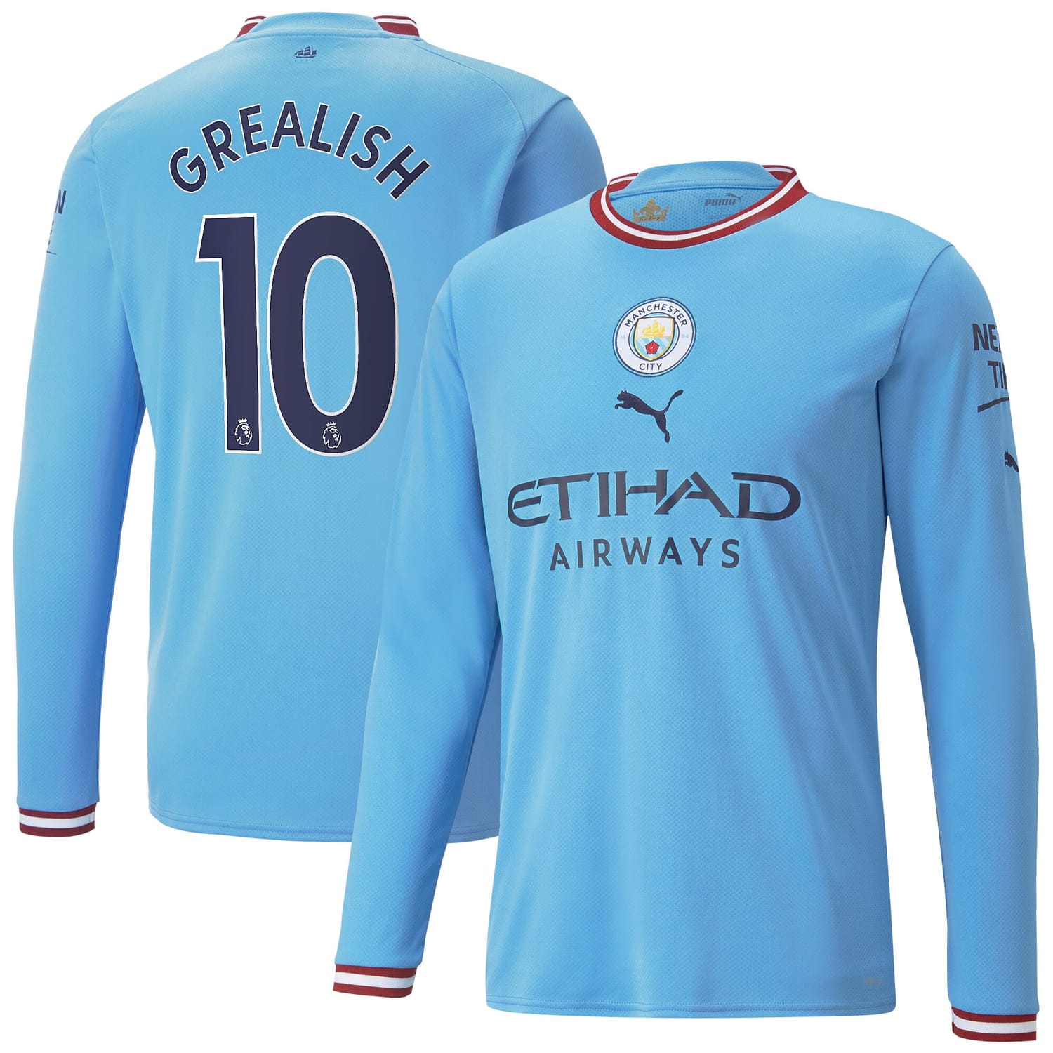 Premier League Manchester City Home Jersey Shirt Long Sleeve 2022-23 player Jack Grealish 10 printing for Men