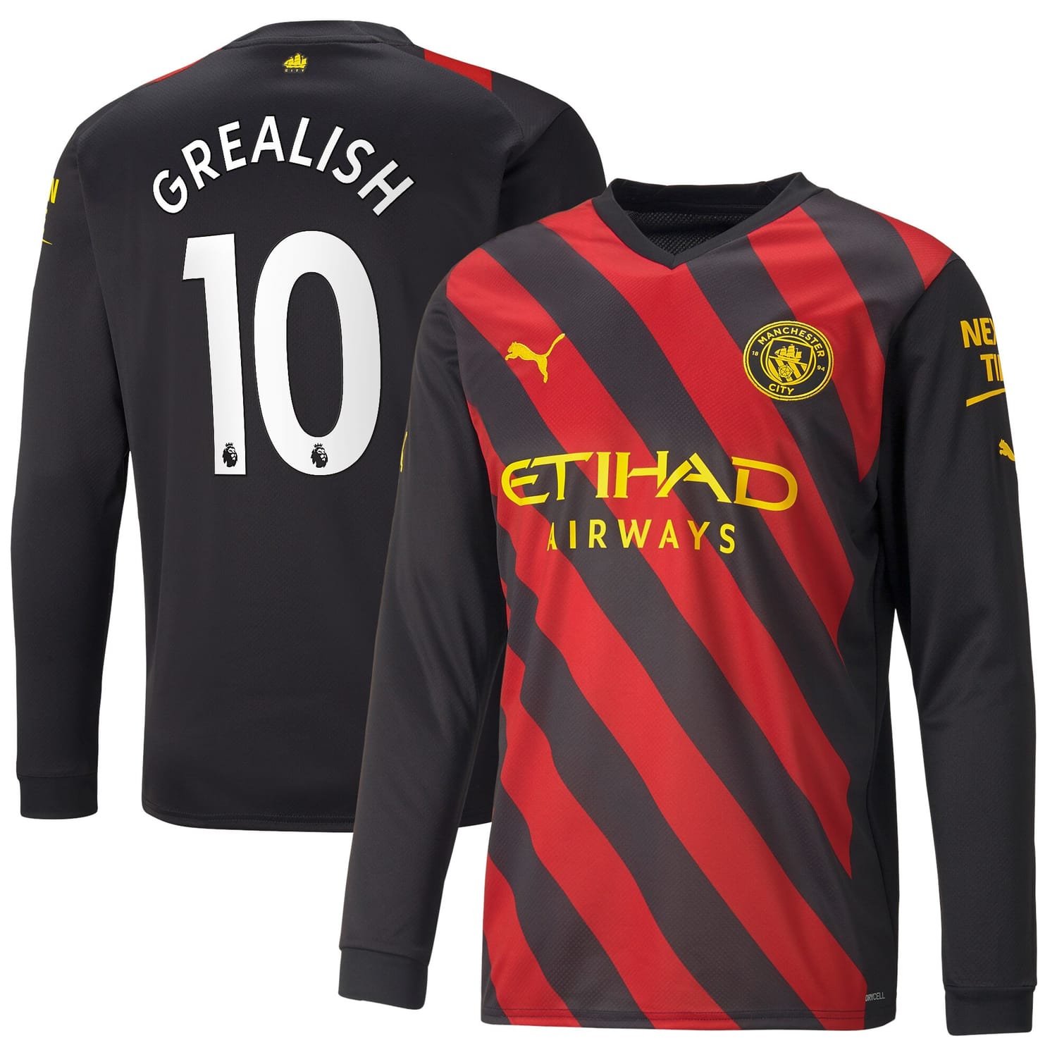 Premier League Manchester City Away Jersey Shirt Long Sleeve 2022-23 player Jack Grealish 10 printing for Men