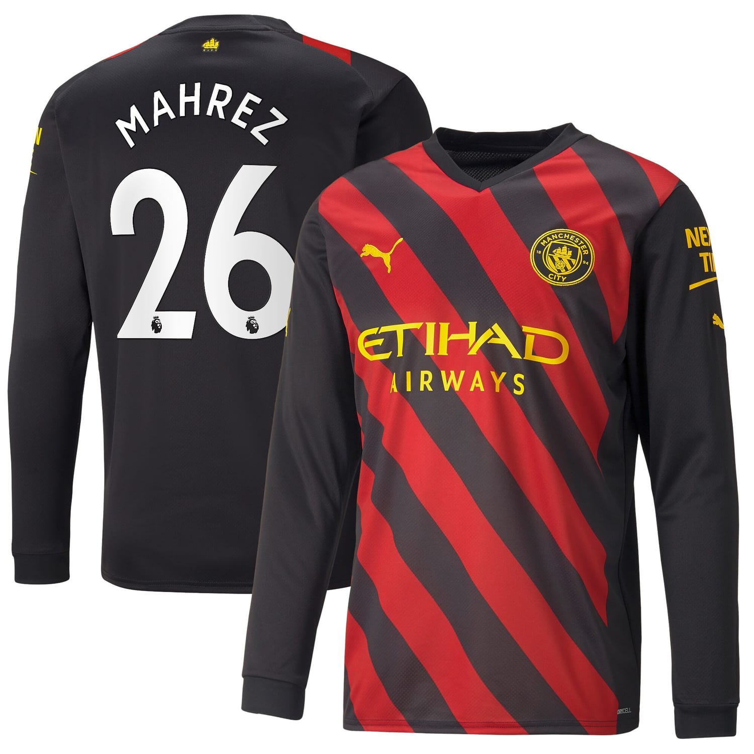 Premier League Manchester City Away Jersey Shirt Long Sleeve 2022-23 player Riyad Mahrez 26 printing for Men