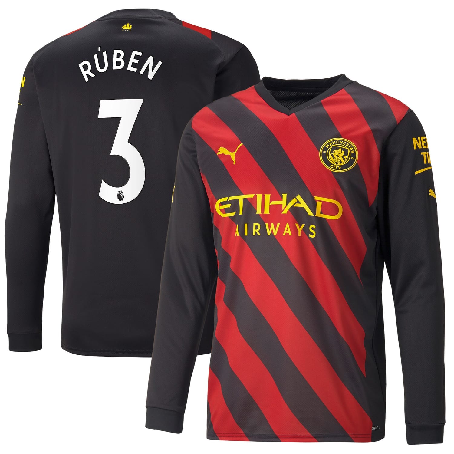 Premier League Manchester City Away Jersey Shirt Long Sleeve 2022-23 player Rúben Dias 3 printing for Men
