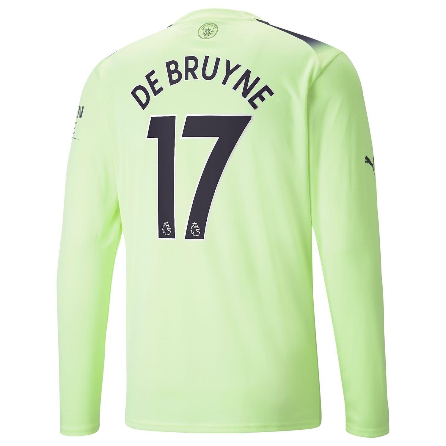 Premier League Manchester City Third Jersey Shirt Long Sleeve 2022-23 player Kevin De Bruyne 17 printing for Men