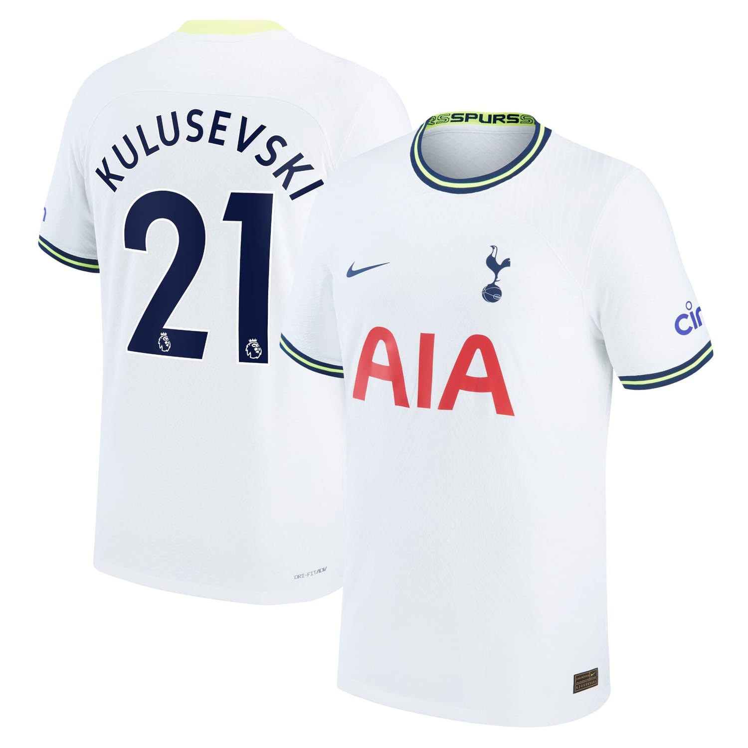 Premier League Tottenham Hotspur Home Authentic Jersey Shirt 2022-23 player Kulusevski 21 printing for Men