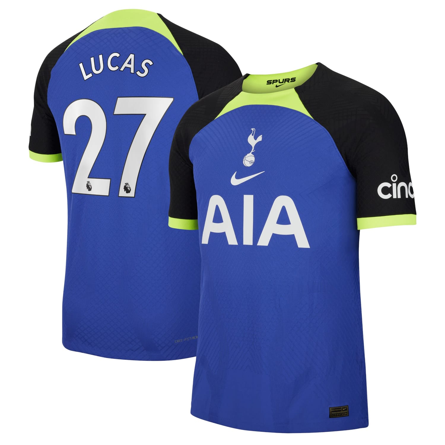 Premier League Tottenham Hotspur Away Authentic Jersey Shirt 2022-23 player Lucas Hernandez 27 printing for Men