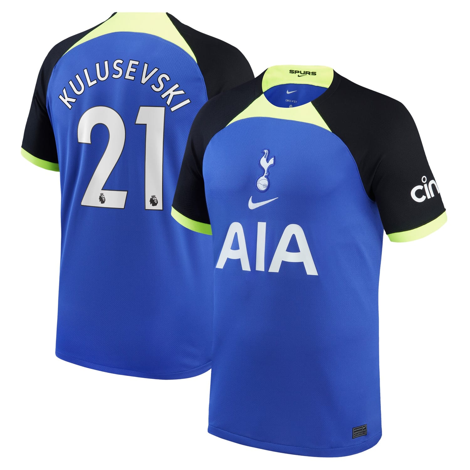 Premier League Tottenham Hotspur Away Jersey Shirt 2022-23 player Kulusevski 21 printing for Men