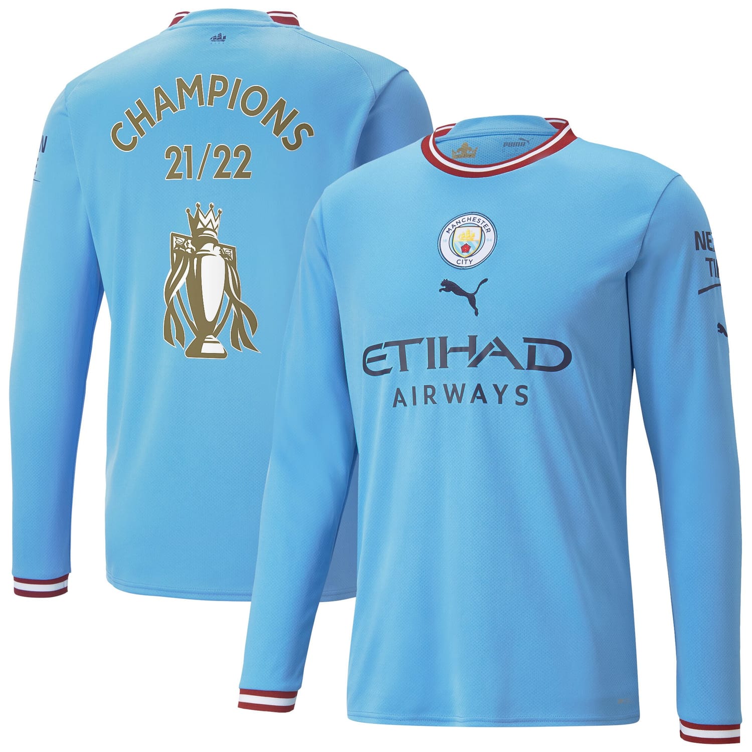Premier League Champions Manchester City Home Jersey Shirt Long Sleeve 2022-23 player Champions 22 printing for Men
