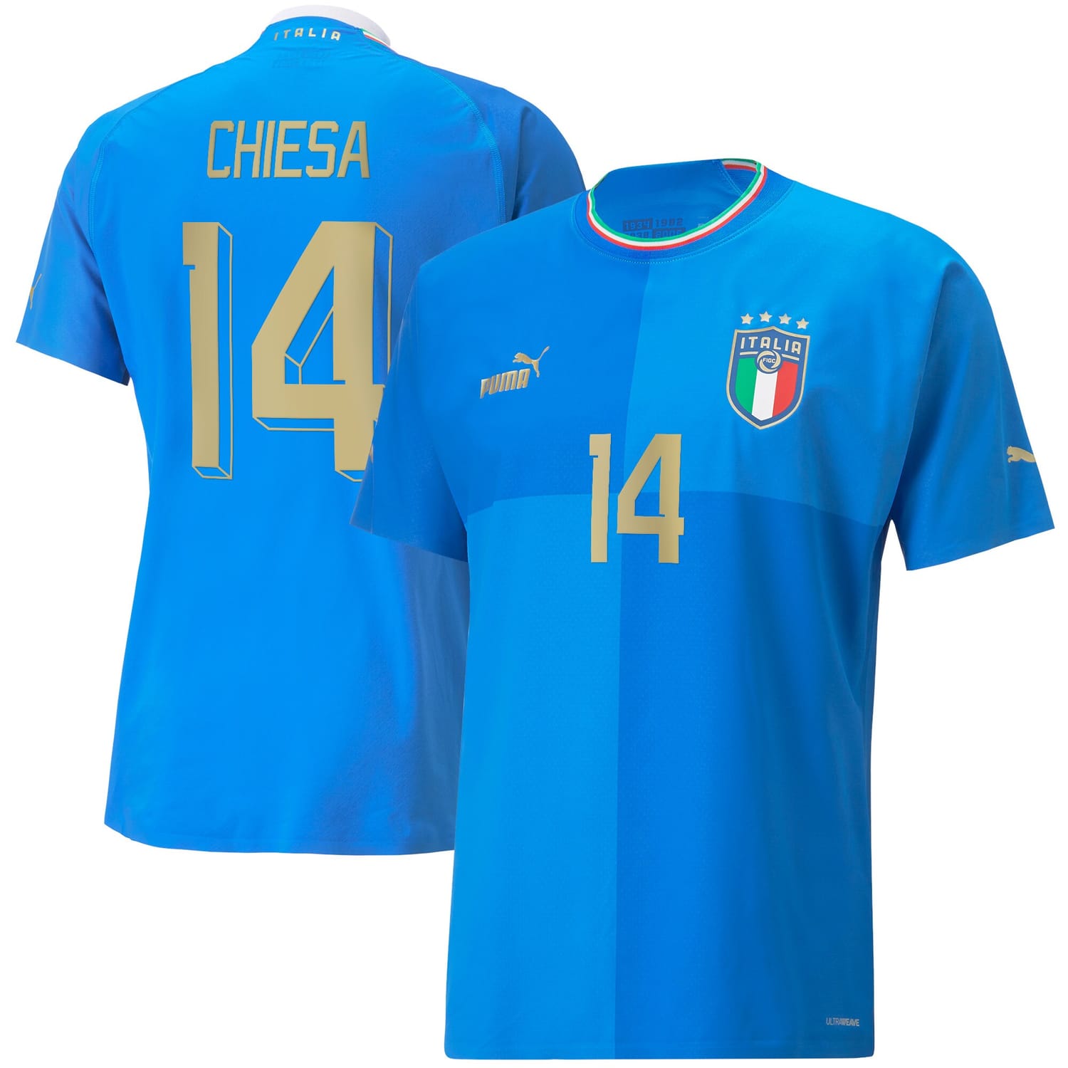 Italy National Team Home Authentic Jersey Shirt player Federico Chiesa 14 printing for Men