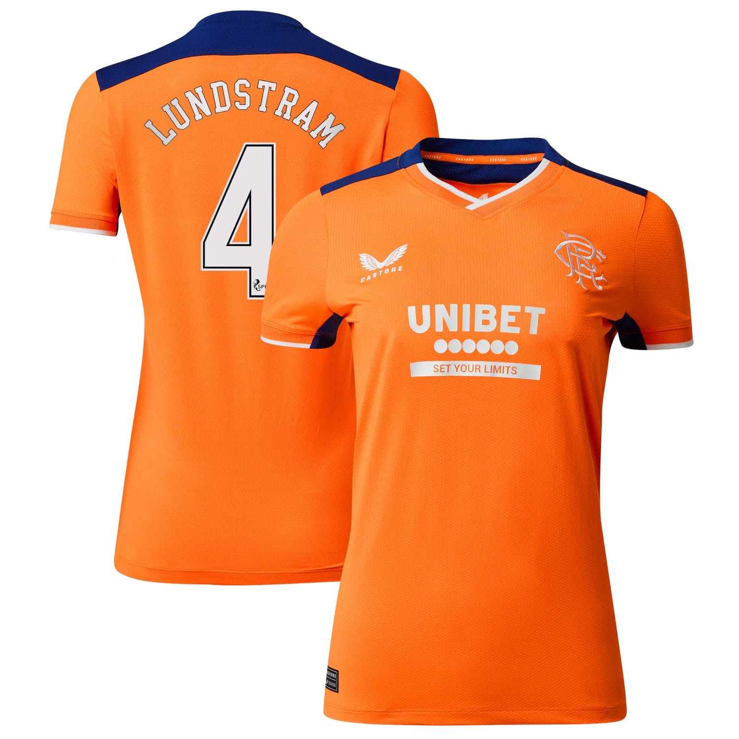 Scottish Premiership Rangers FC Third Jersey Shirt 2022-23 player Lundstram 4 printing for Women
