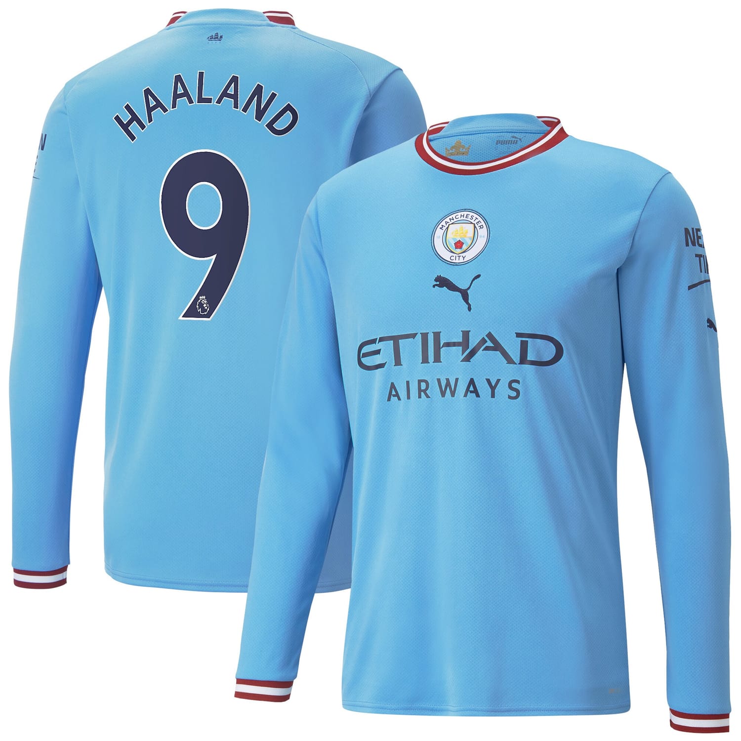 Premier League Manchester City Home Jersey Shirt Long Sleeve 2022-23 player Haaland 9 printing for Men