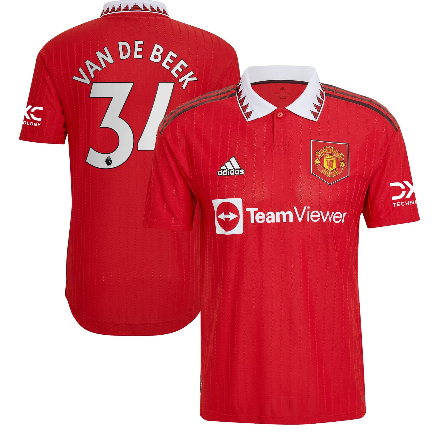 Premier League Manchester United Home Authentic Jersey Shirt 2022-23 player Donny Van De Beek 34 printing for Men