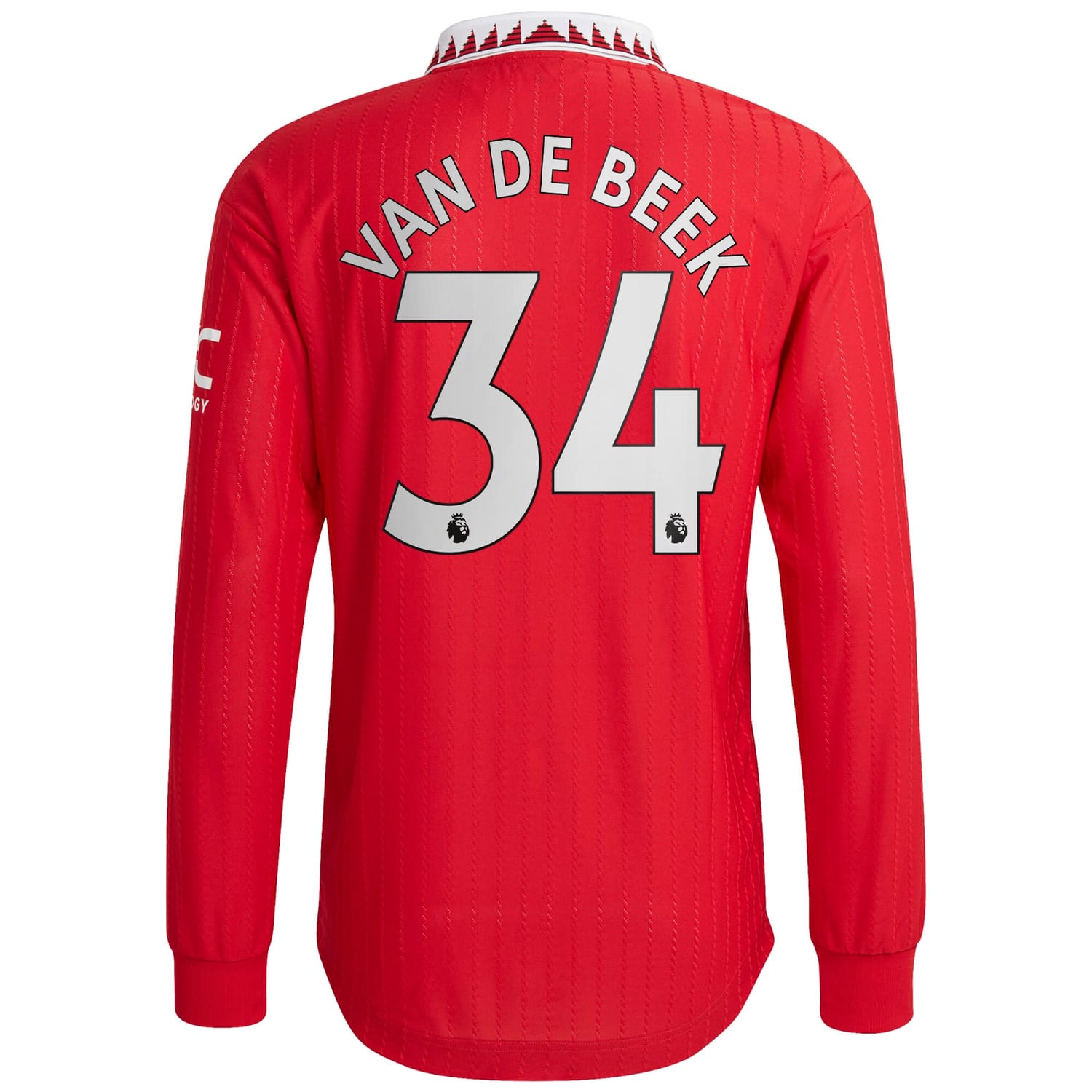 Premier League Manchester United Home Authentic Jersey Shirt Long Sleeve 2022-23 player Donny Van De Beek 34 printing for Men