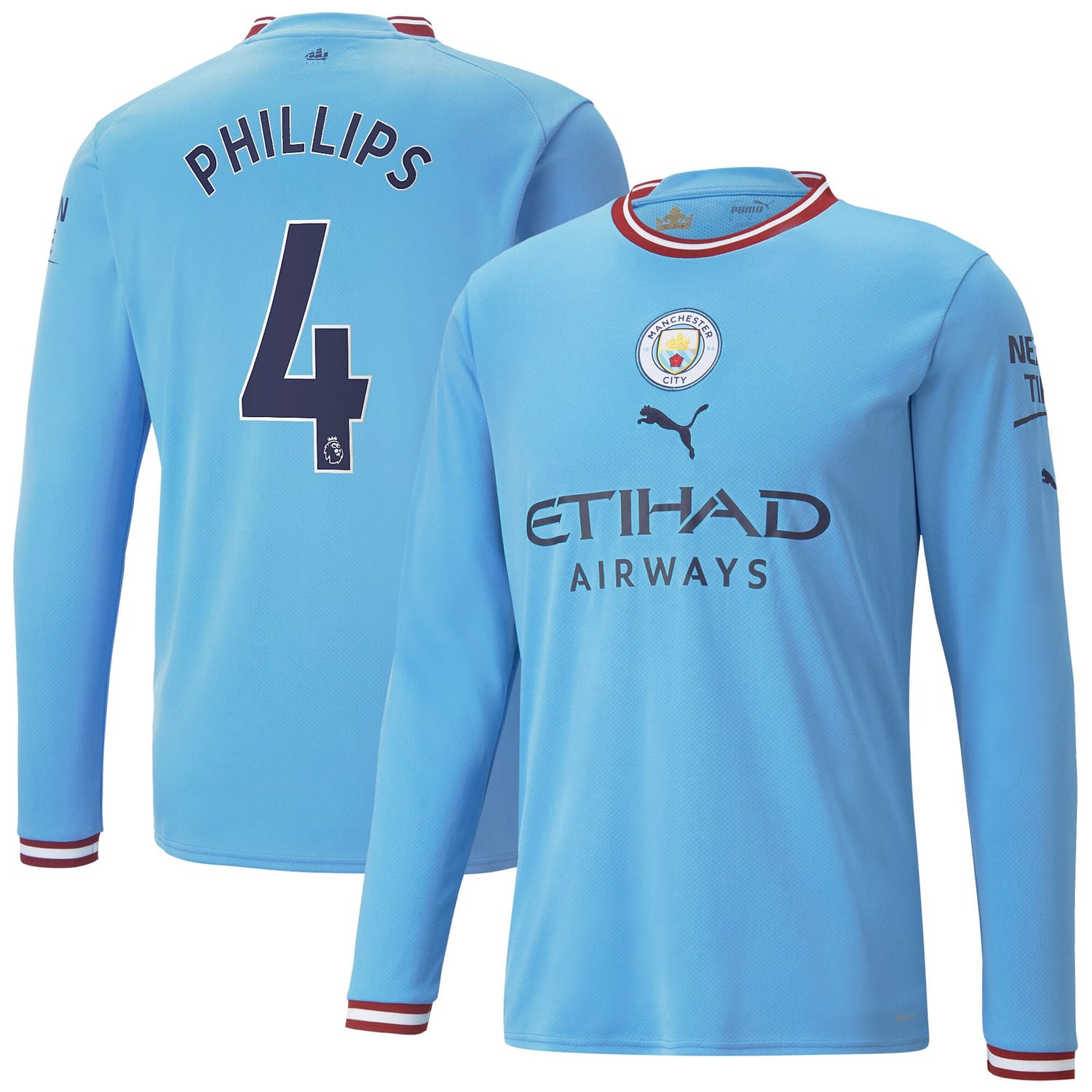 Premier League Manchester City Home Jersey Shirt Long Sleeve 2022-23 player Kalvin Phillips 4 printing for Men