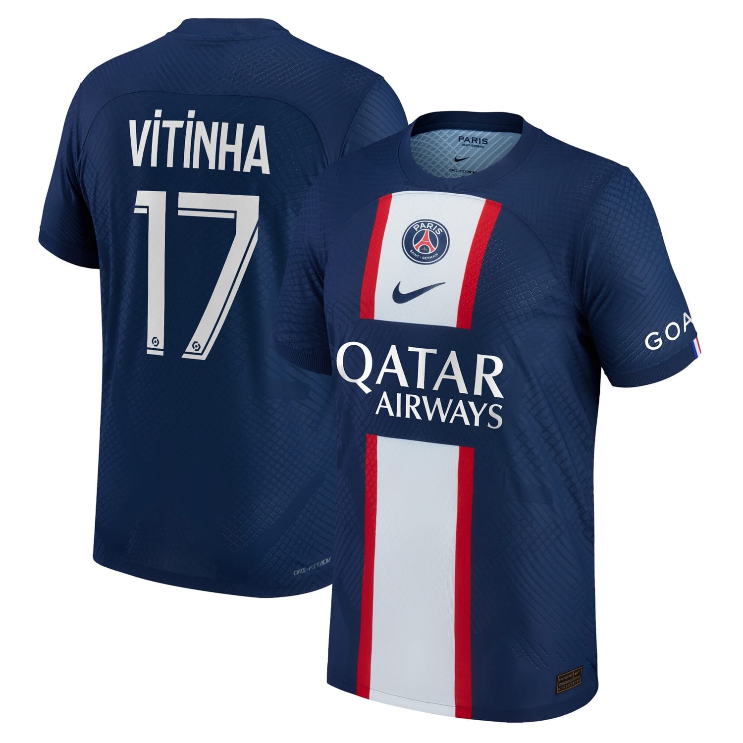 Ligue 1 Paris Saint-Germain Home Authentic Jersey Shirt 2022-23 player Vitinha 17 printing for Men