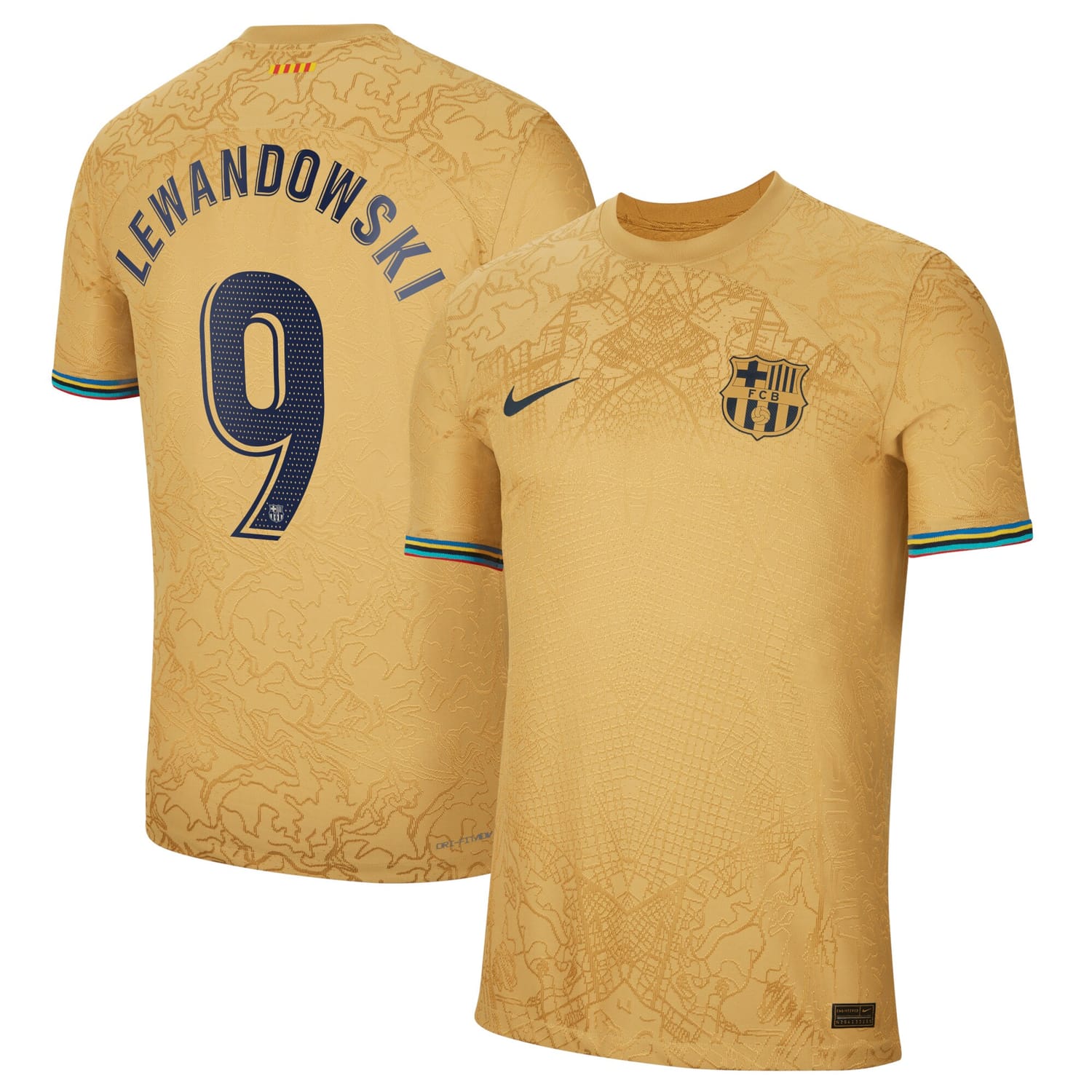 La Liga Barcelona Away Authentic Jersey Shirt 2022-23 player Robert Lewandowski 9 printing for Men
