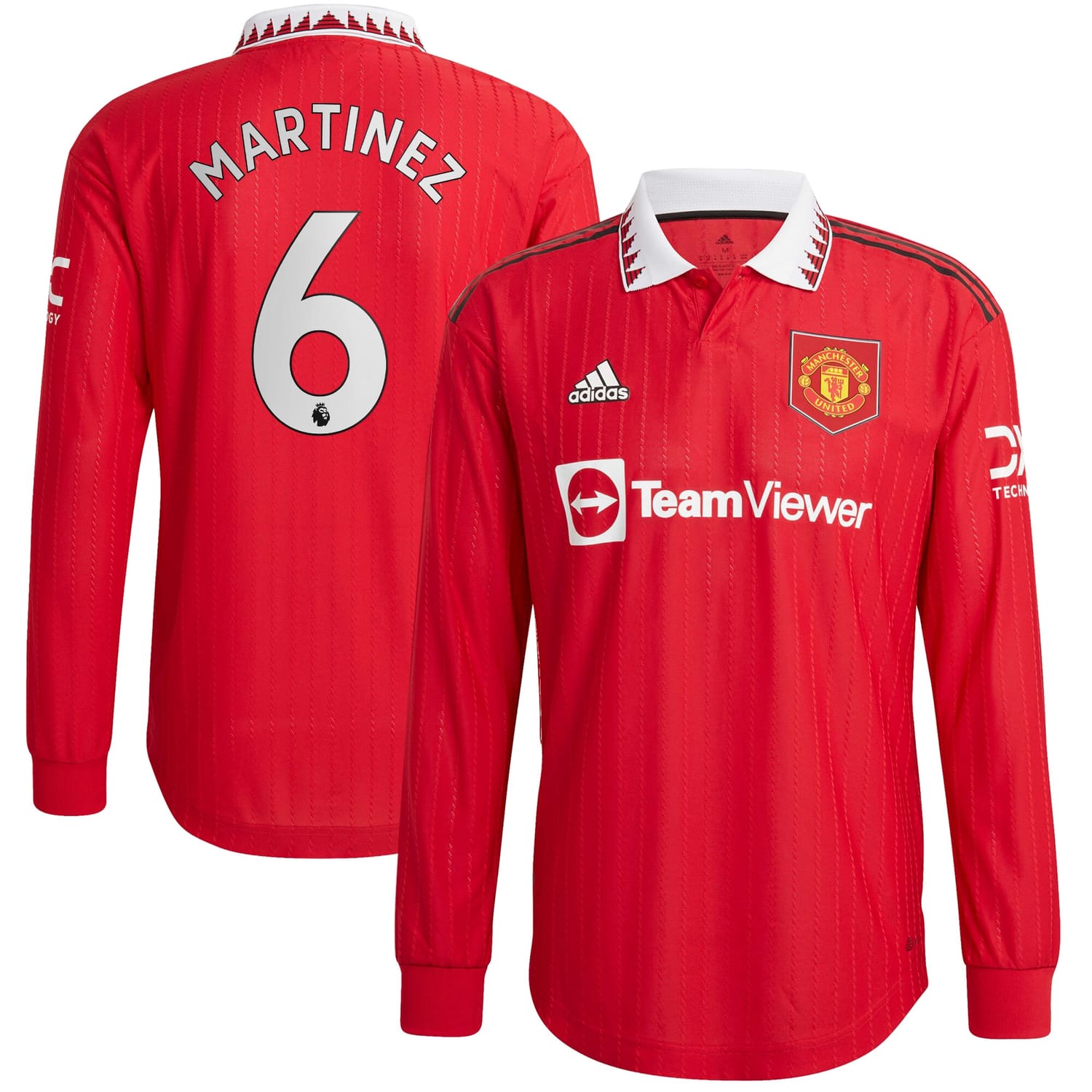 Premier League Manchester United Home Authentic Jersey Shirt Long Sleeve 2022-23 player Lisandro Martínez 6 printing for Men