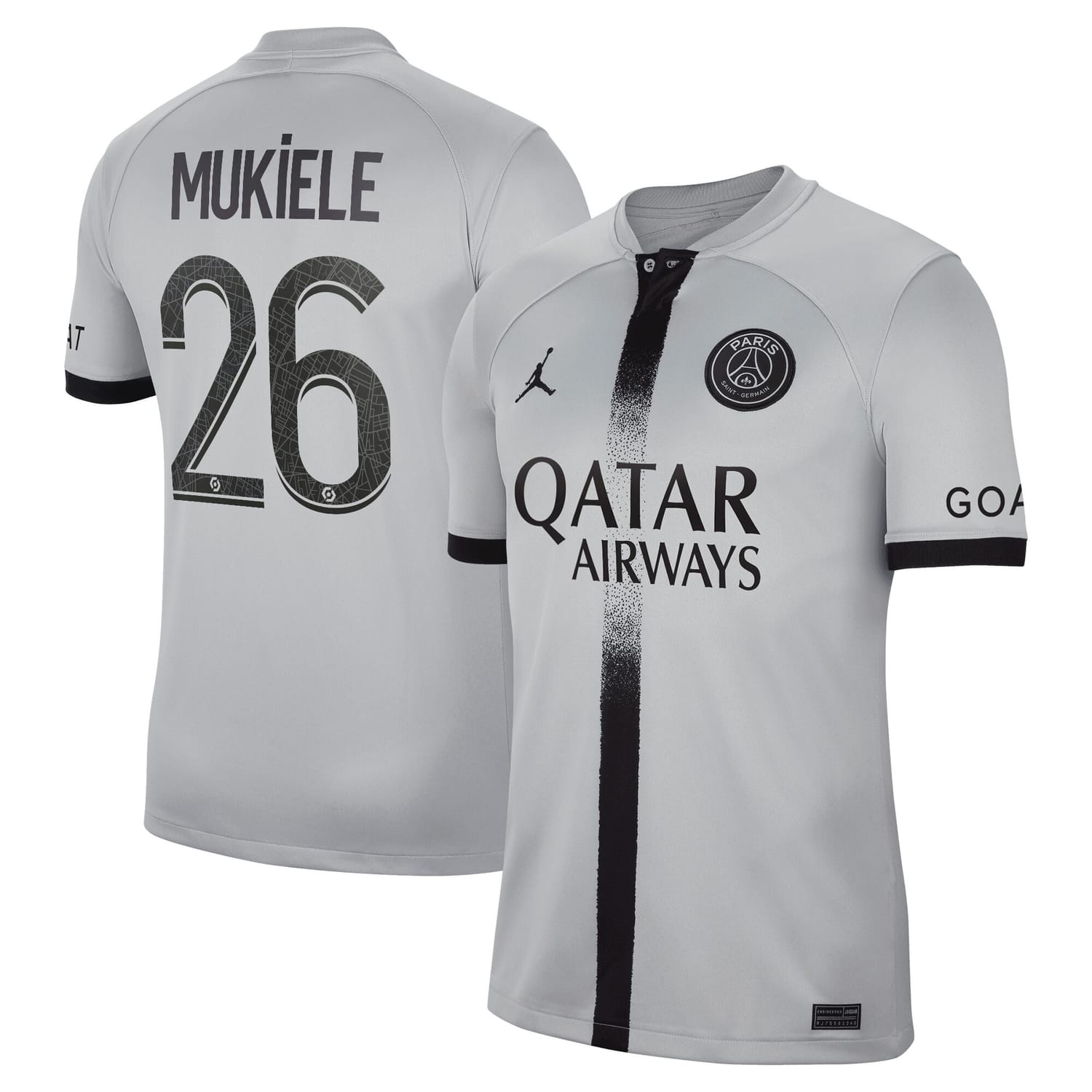 Ligue 1 Paris Saint-Germain Away Jersey Shirt 2022-23 player Nordi Mukiele 26 printing for Men