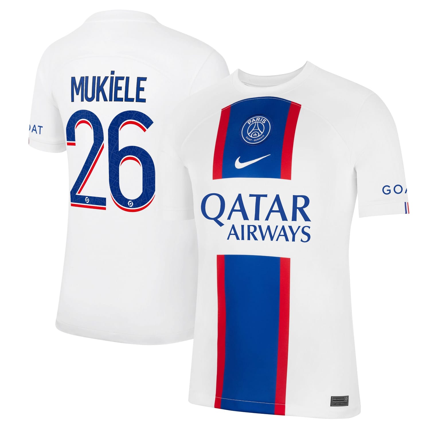 Ligue 1 Paris Saint-Germain Third Jersey Shirt 2022-23 player Nordi Mukiele 26 printing for Men