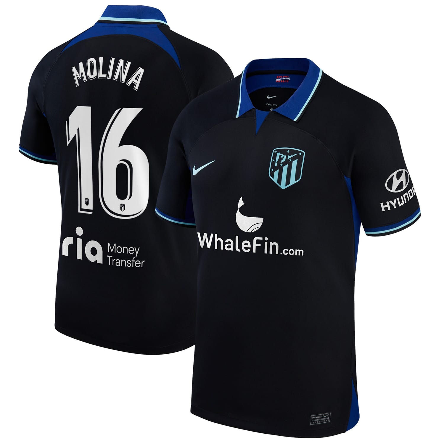 La Liga Atletico de Madrid Away Jersey Shirt 2022-23 player Nahuel Molina 16 printing for Men