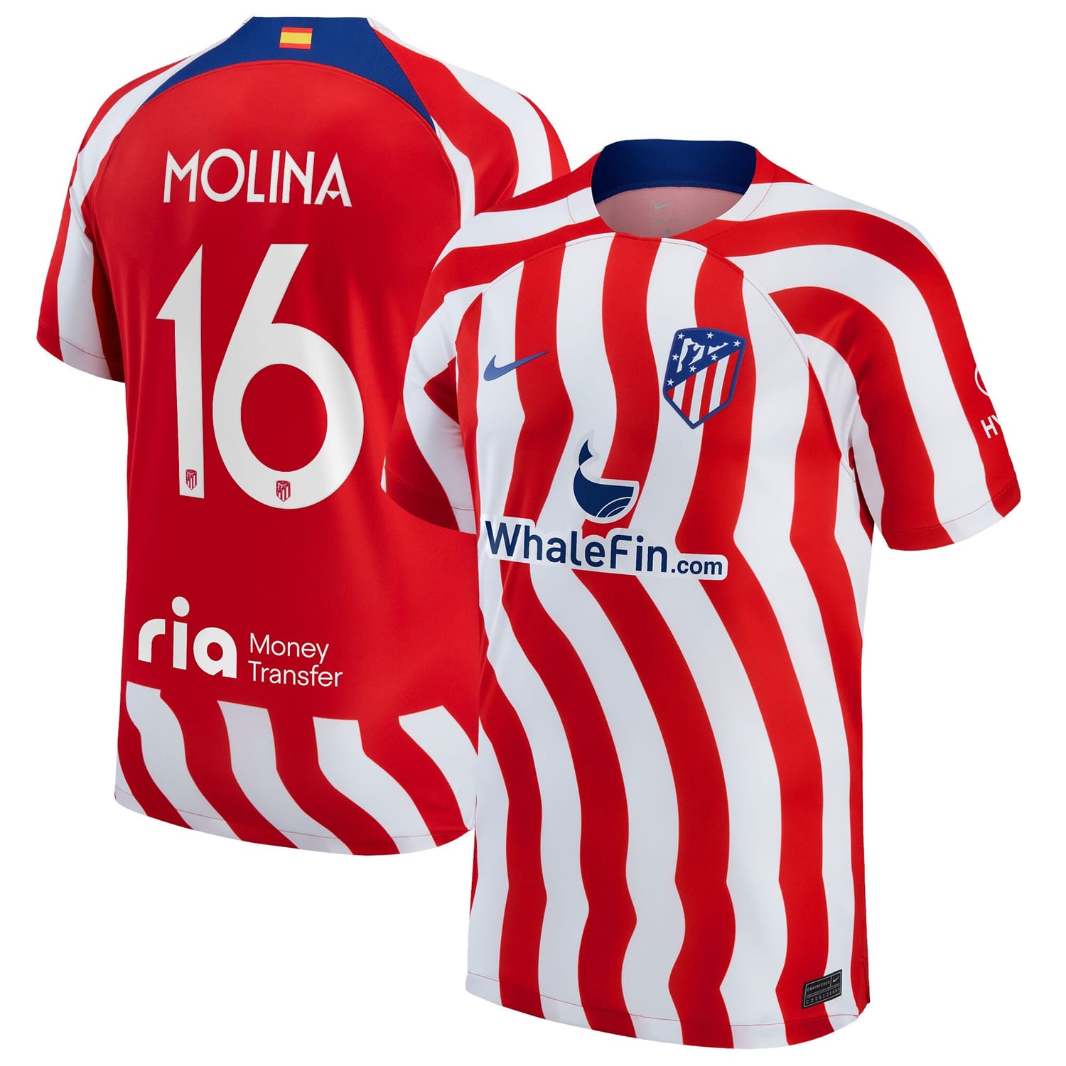 La Liga Atletico de Madrid Home Metropolitano Jersey Shirt 2022-23 player Nahuel Molina 16 printing for Men