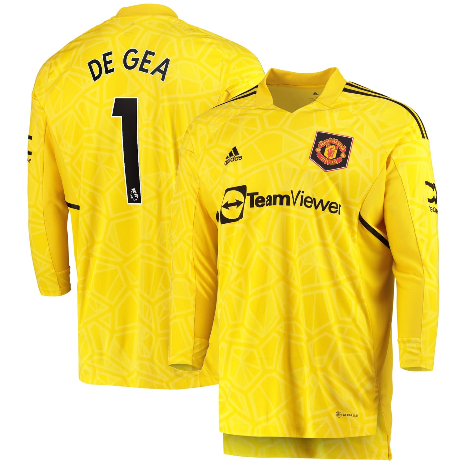 Premier League Manchester United Goalkeeper Jersey Shirt Long Sleeve 2022-23 player David De Gea 1 printing for Men