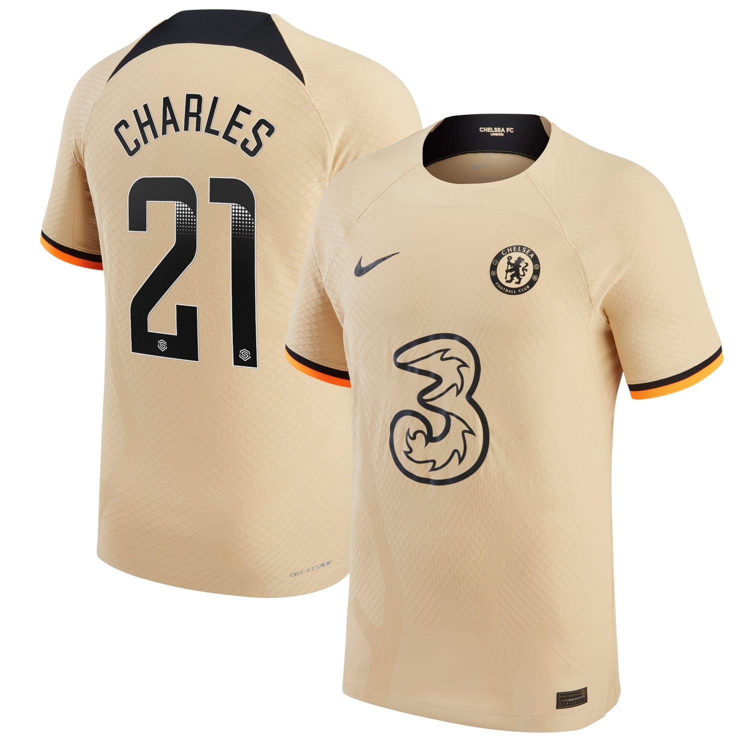 Premier League Chelsea Third WSL Authentic Jersey Shirt 2022-23 player Niamh Charles 21 printing for Men