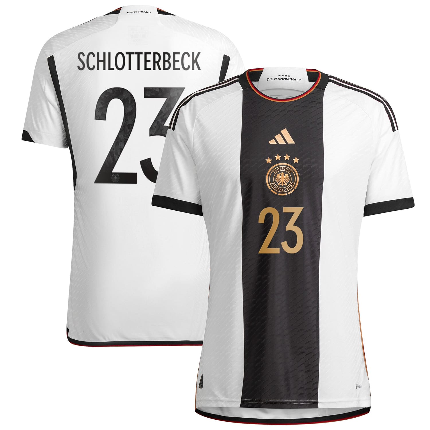Germany National Team Home Authentic Jersey Shirt player Nico Schlotterbeck 23 printing for Men