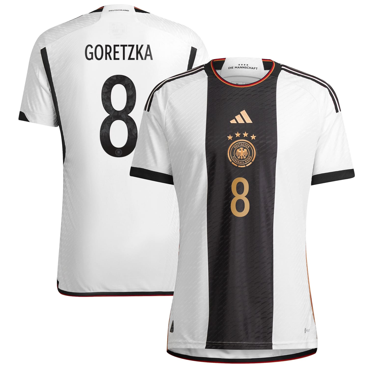 Germany National Team Home Authentic Jersey Shirt player Leon Goretzka 8 printing for Men