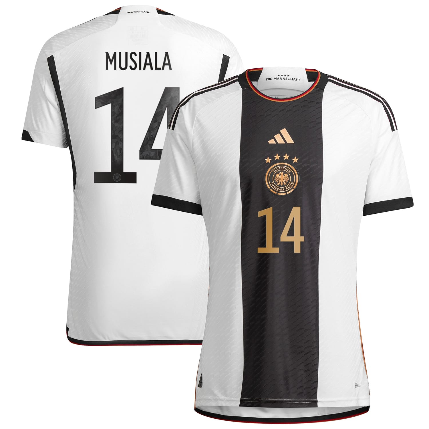 Germany National Team Home Authentic Jersey Shirt player Jamal Musiala 14 printing for Men